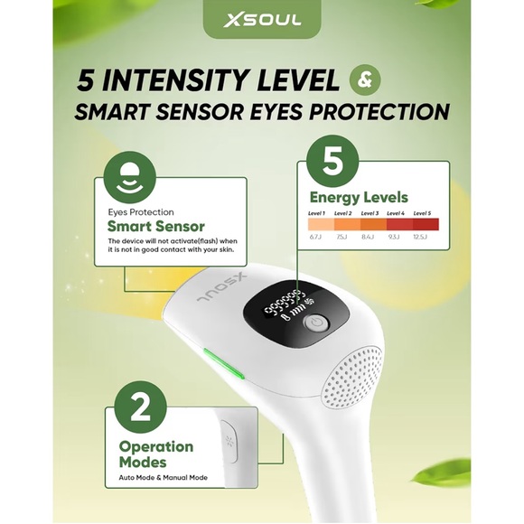 Xsoul Handheld IPL Hair Removal Device At Home Laser Permanent Hair Removal - Picture 9 of 14